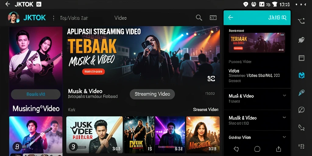 Antarmuka JKTOK menampilkan koleksi video streaming yang menarik.