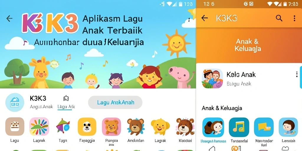 Tampilan antarmuka K3K3 yang ceria dan ramah anak.