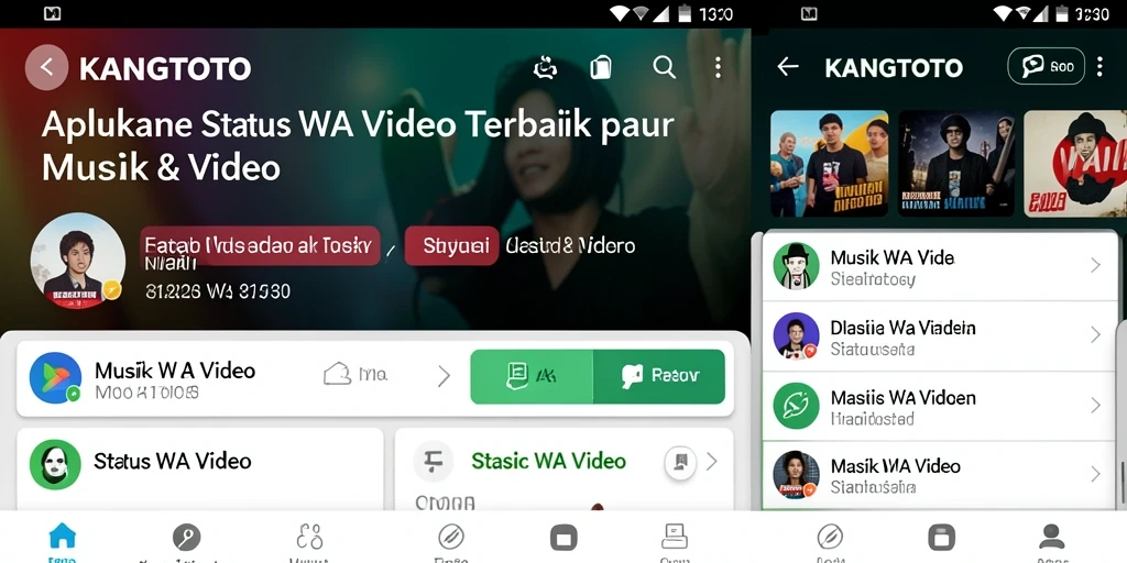 Antarmuka aplikasi KANGTOTO untuk Status WA Video yang menarik dan mudah digunakan.