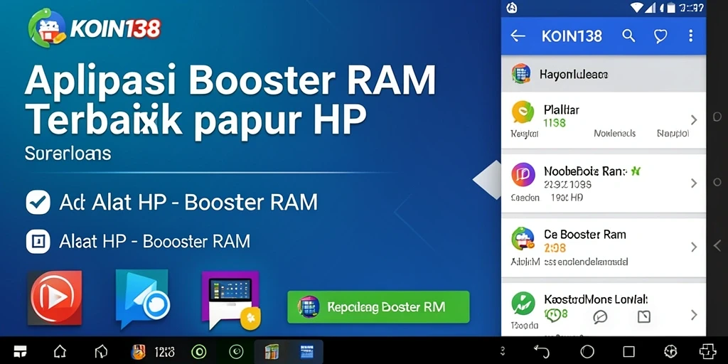 Screenshot KOIN138 menampilkan antarmuka pengoptimalan RAM yang sederhana dan efektif.