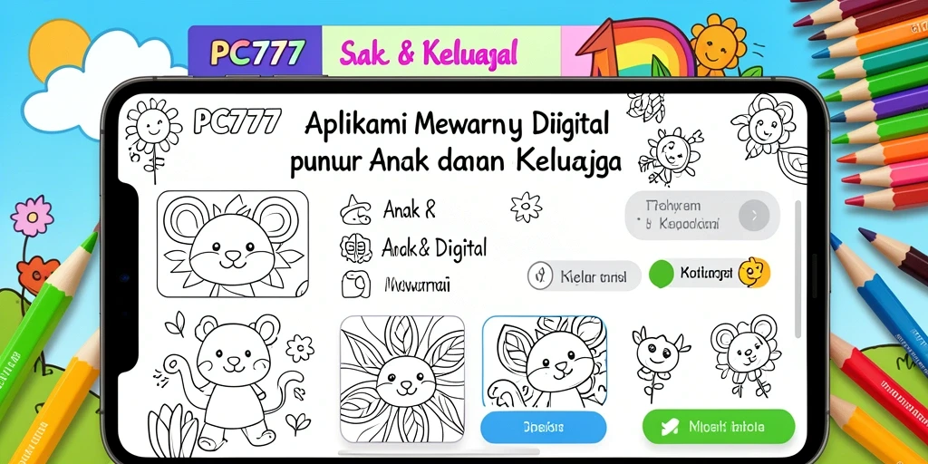 Tampilan antarmuka pengguna <strong>PC777</strong> dengan pilihan alat mewarnai yang beragam.