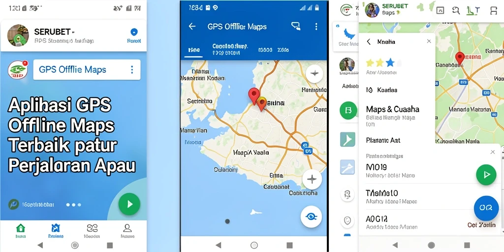 Tampilan antarmuka SERUBET yang memudahkan penggunaan peta offline.